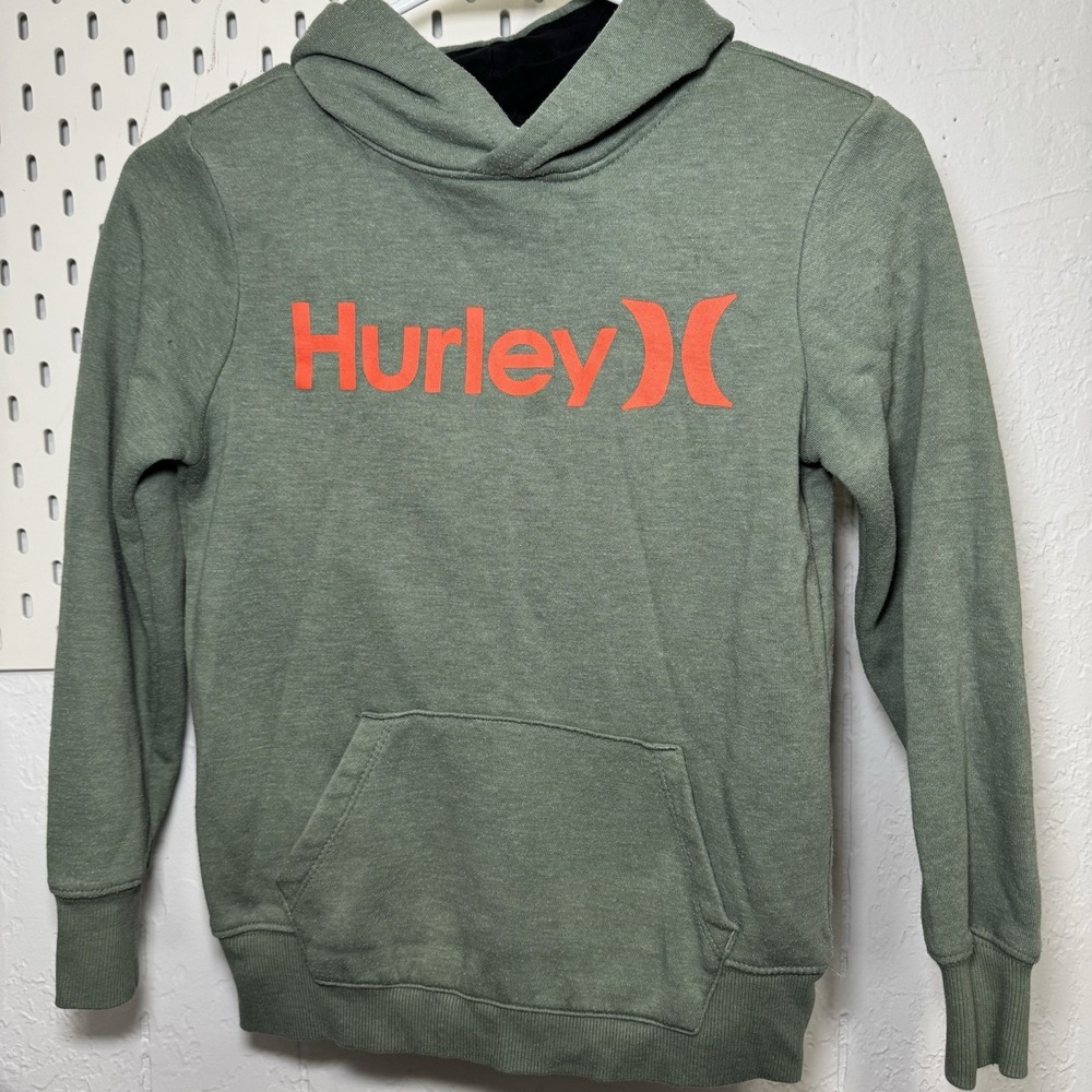 Hurley Hoodie Kids Size M Green Pullover Fleece